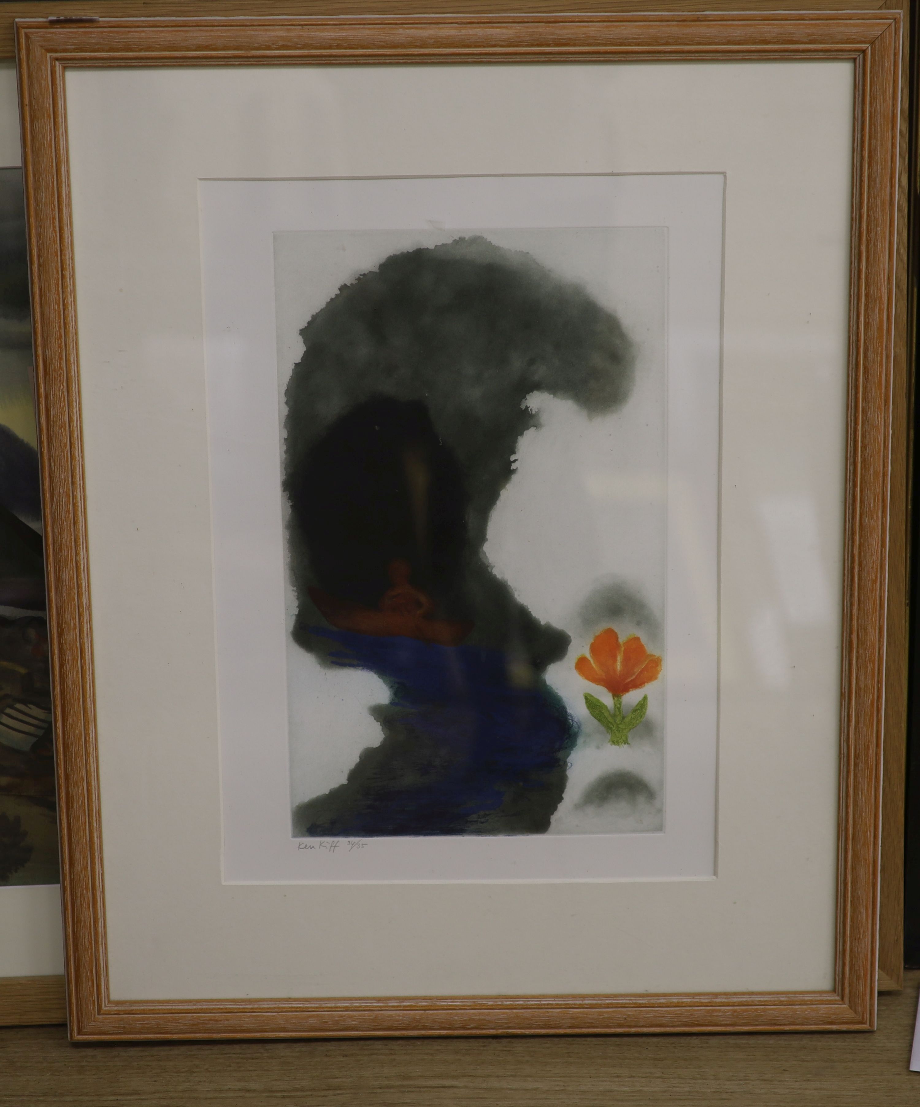 Ken Kiff R. A. (1935-2001), etching with aquatint, 'Wave and Flower', 1993, 40 x 25cm
